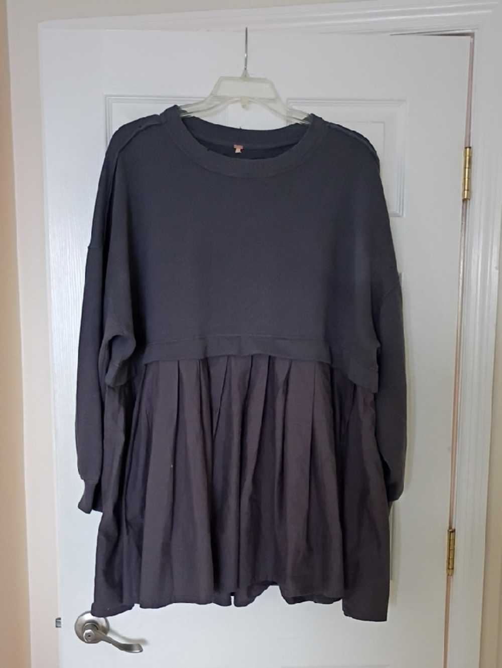 Free People Mixed Media Sweatshirt Dress In Charcoal, L